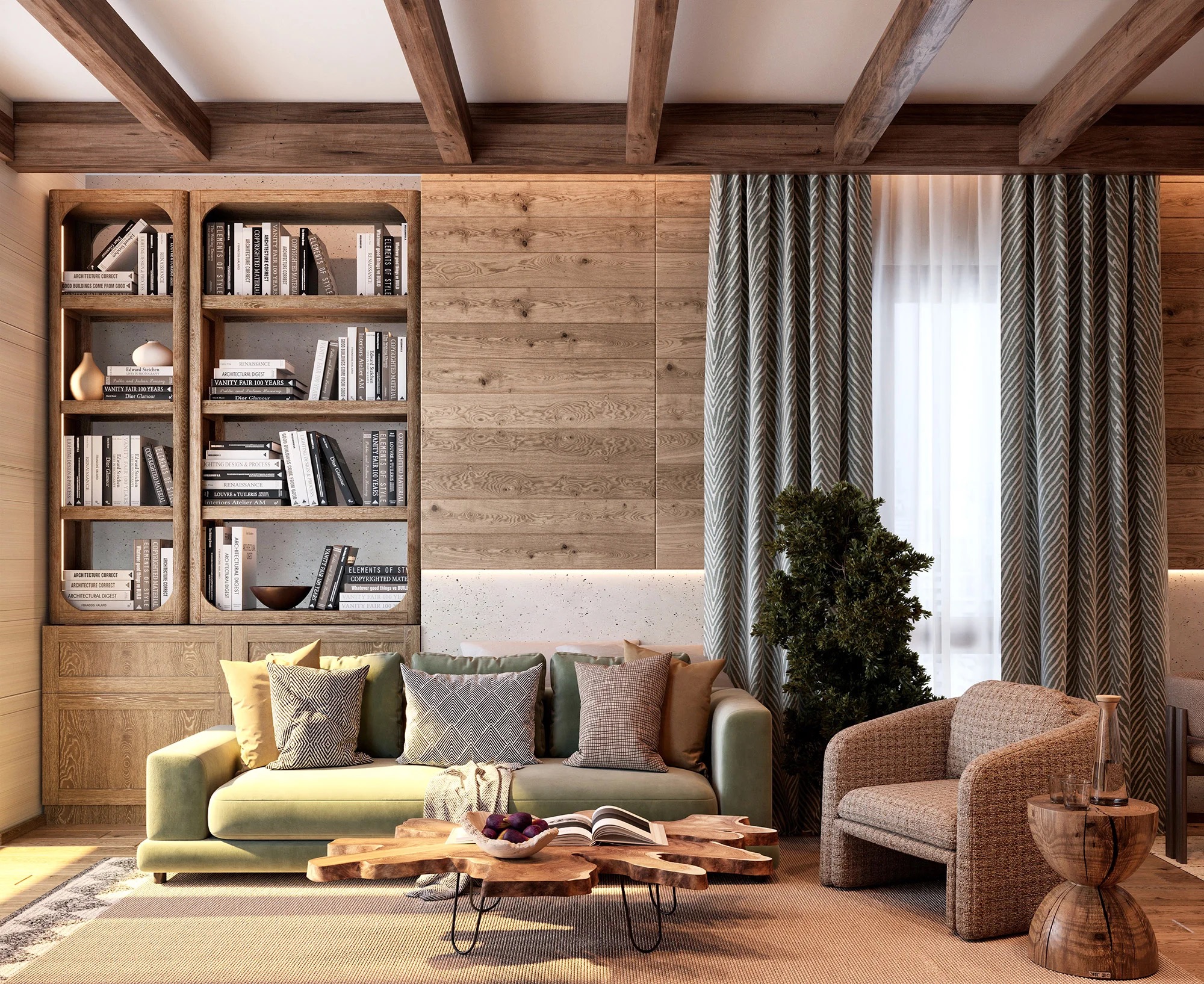 Suite, Library wall and timber cladding — Hotel Moderna | Vladimir Perović Architects