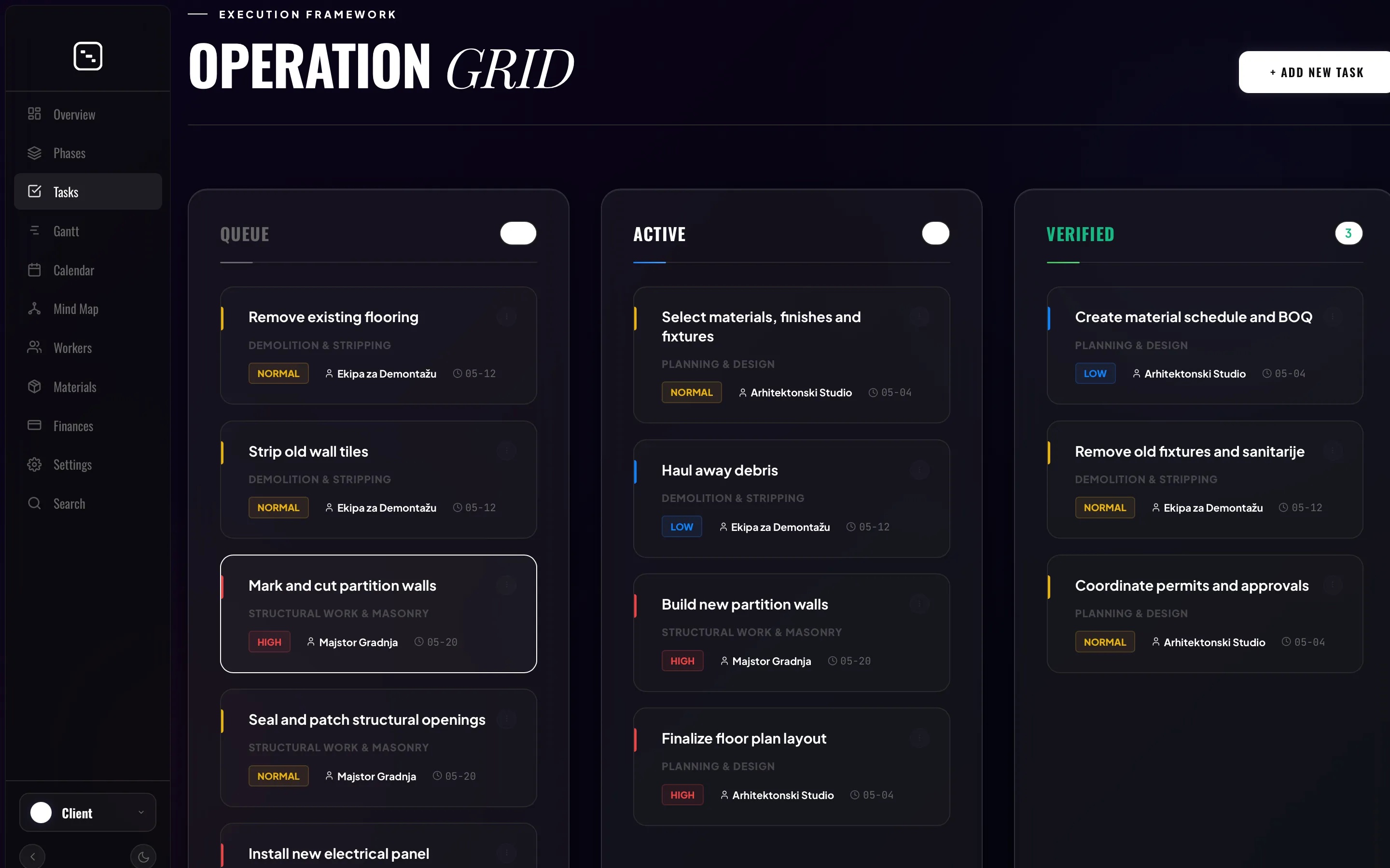 RenovationSteps Tasks
